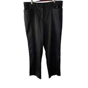 Women’s Black Satin Dress Pants Size Large by Basler High Rise Straight Leg VTG